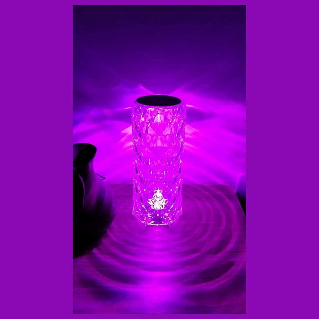 Luminária de Mesa de Cristal LED com 16 Cores de Luz Projetor USB