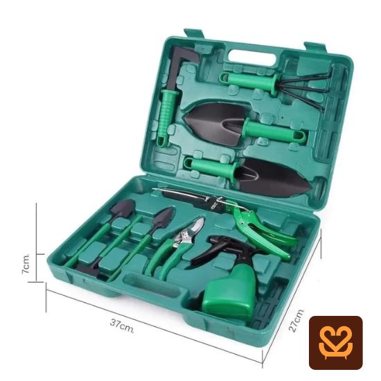 Kit Jardinagem 10 Peças Maleta Hagra Jardim Jogo Ferramentas Grama Corta Galhos Pás Poda