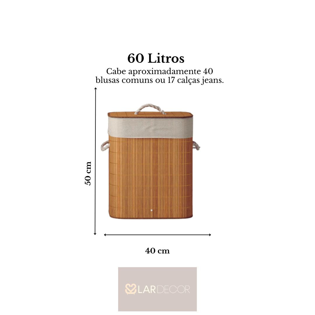 Cesto de Roupa com Tampa e Alças Forrado Compact