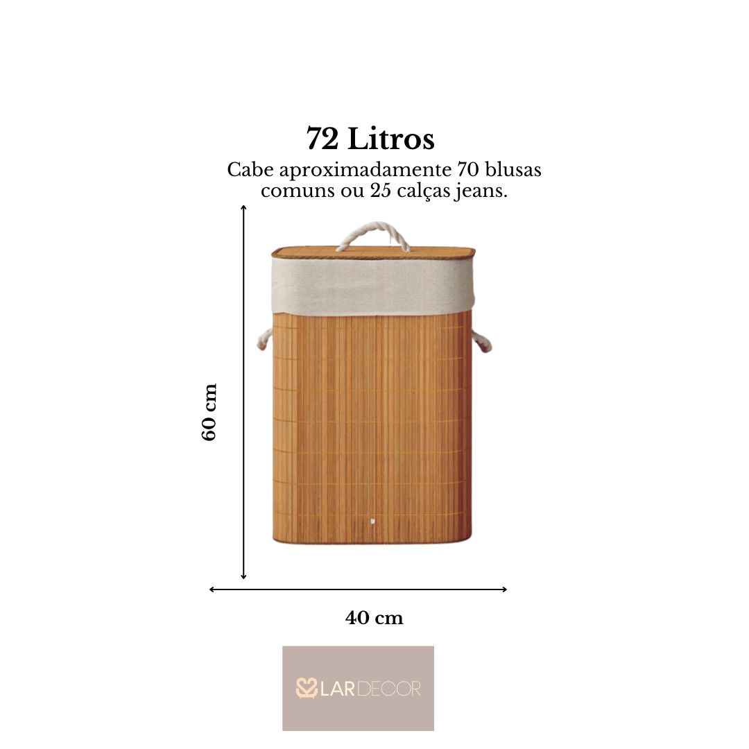 Cesto de Roupa com Tampa e Alças Forrado Compact
