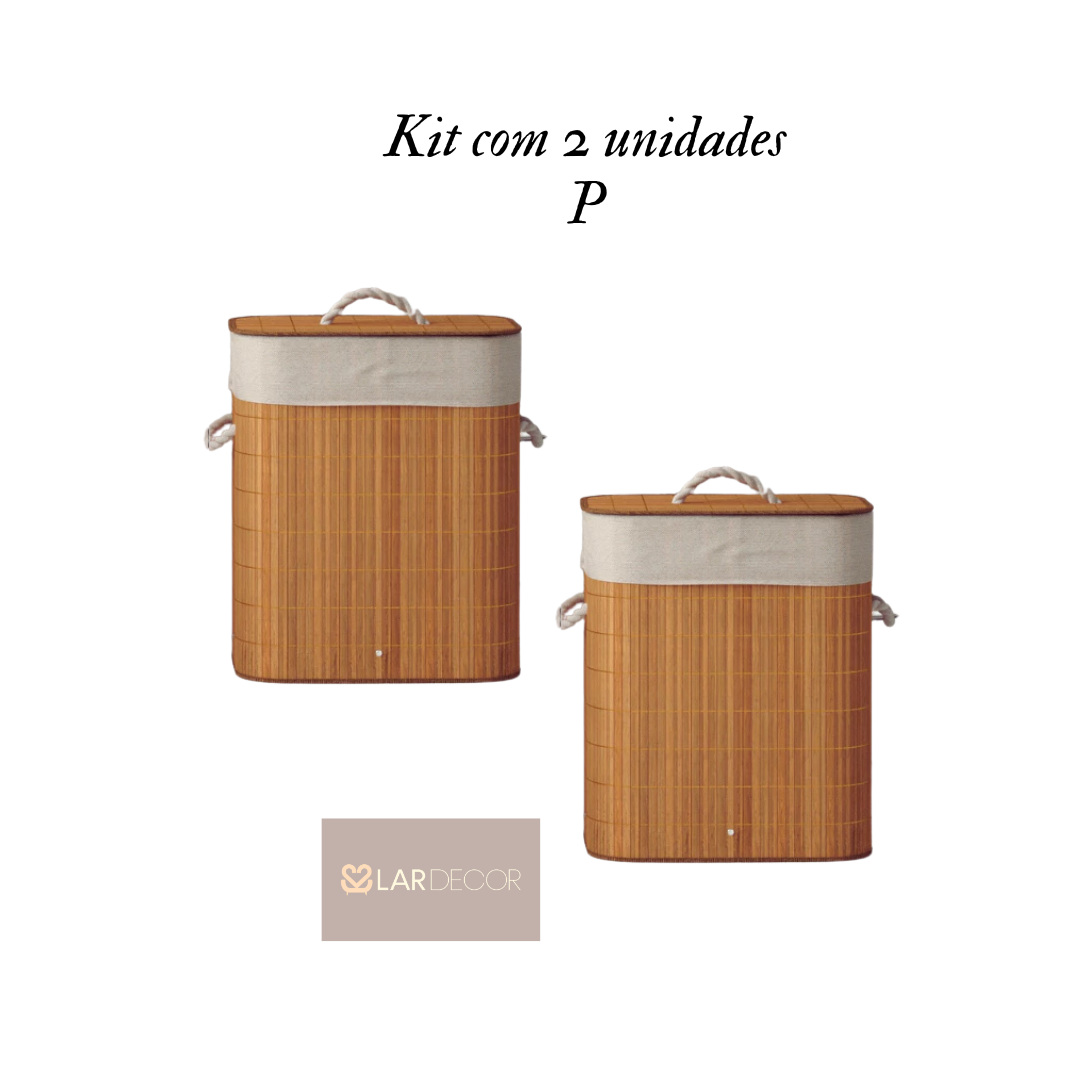 Cesto de Roupa com Tampa e Alças Forrado Compact