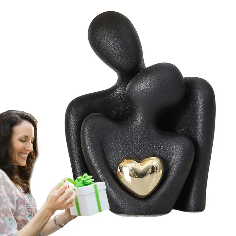 Estátua Abstrata de Casal - Decoração Moderna em Cerâmica