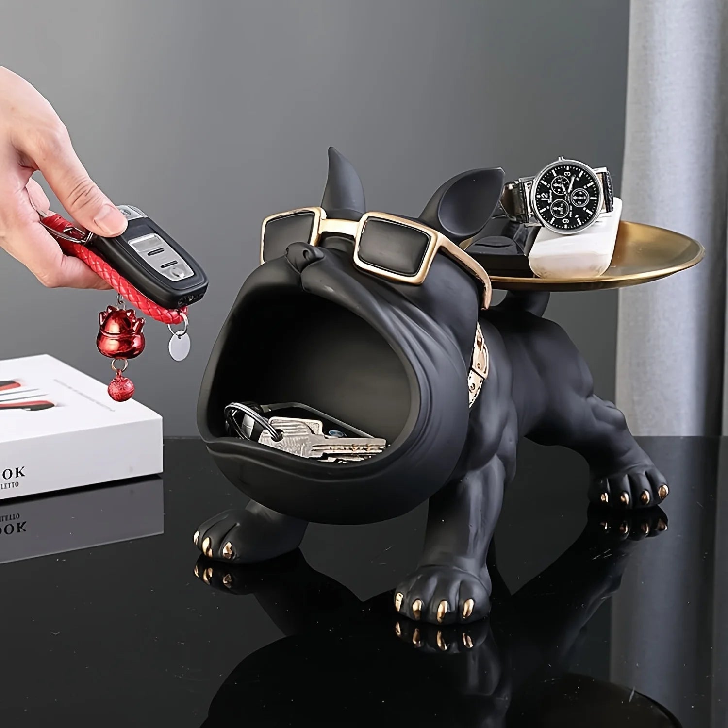 Estátua Criativa de Bulldog com Boca Grande para Decoração