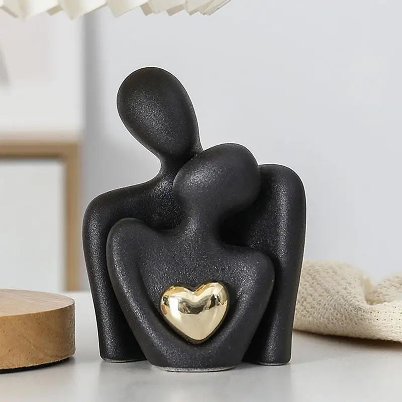 Estátua Abstrata de Casal - Decoração Moderna em Cerâmica