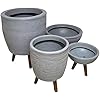 Kit 4 Vasos Para Plantas E Decoração Com Tripé De Madeira