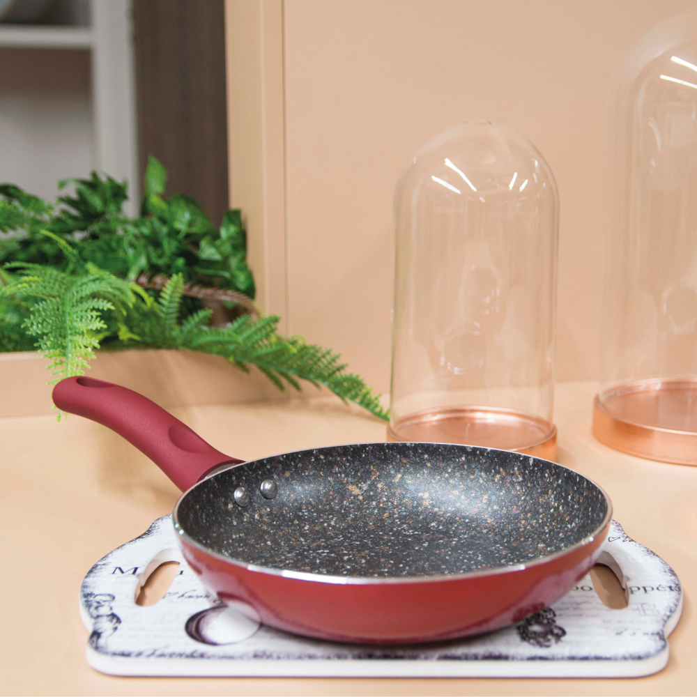 Frigideira Antiaderente Revestida em Granito Vermelha 24cm