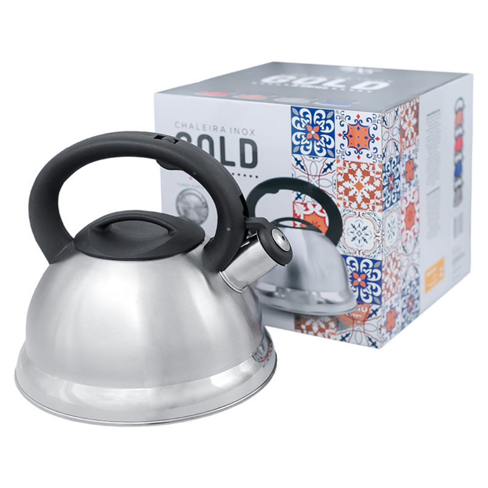 Chaleira em Inox com Apito e Fundo Duplo à Indução Cores