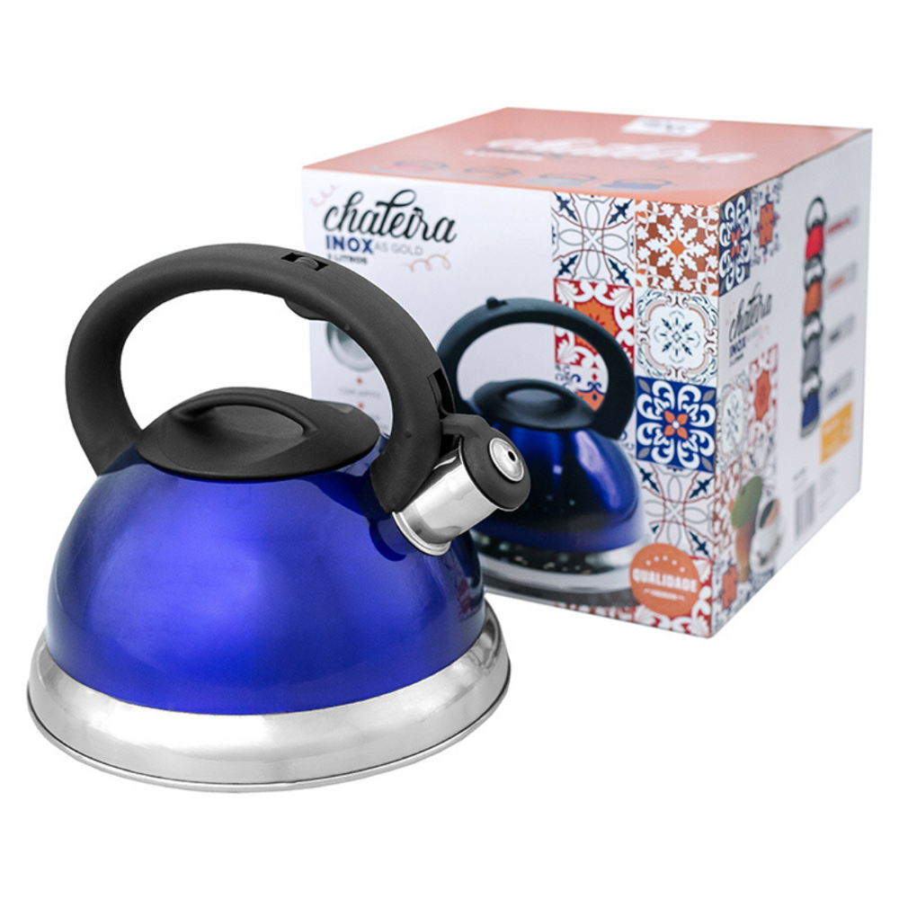 Chaleira em Inox com Apito e Fundo Duplo à Indução Cores