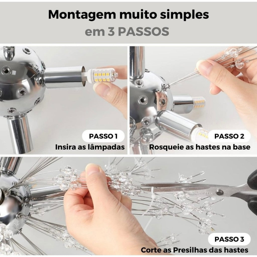 Lustre Cristal Flor Dente de Leão Sofistic