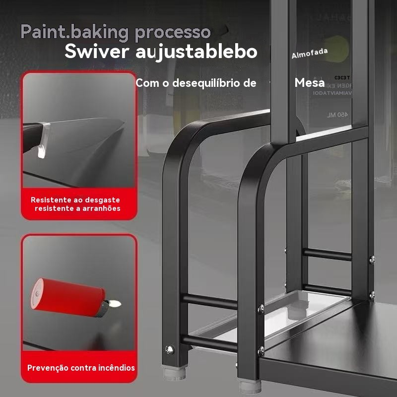 Prateleira de armazenamento de cozinha multifuncional, porta-tempero de aço inoxidável, porta-condimentos