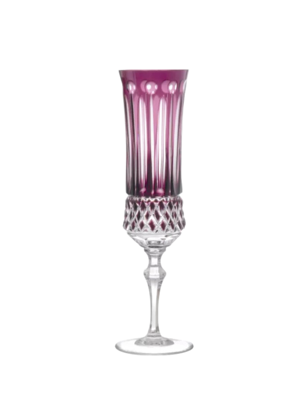 Taça de Cristal Flauta para Champagne Lapidada