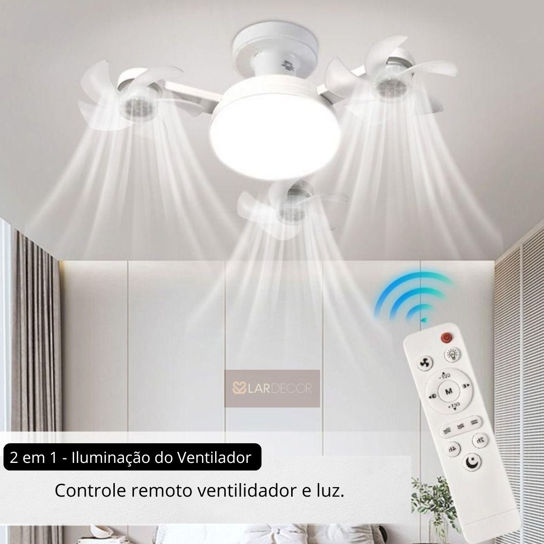 Ventilador de Teto 2 em 1 com Luz LED e Controle Remoto
