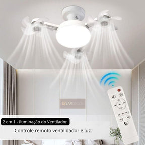 Ventilador de Teto 2 em 1 com Luz LED e Controle Remoto
