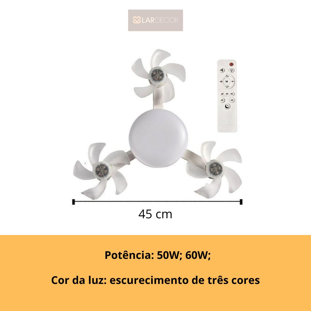 Ventilador de Teto 2 em 1 com Luz LED e Controle Remoto