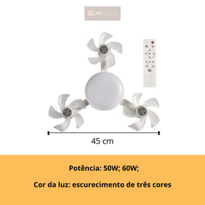 Ventilador de Teto 2 em 1 com Luz LED e Controle Remoto