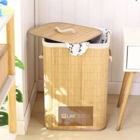 Cesto de Roupa com Tampa e Alças Forrado Compact