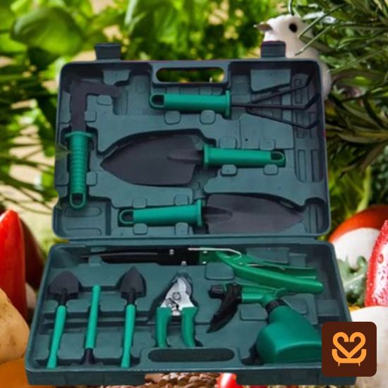 Kit Jardinagem 10 Peças Maleta Hagra Jardim Jogo Ferramentas Grama Corta Galhos Pás Poda