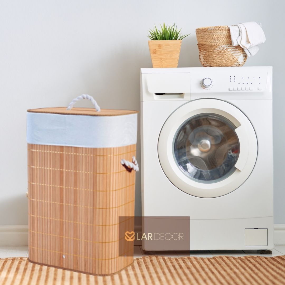 Cesto de Roupa com Tampa e Alças Forrado Compact