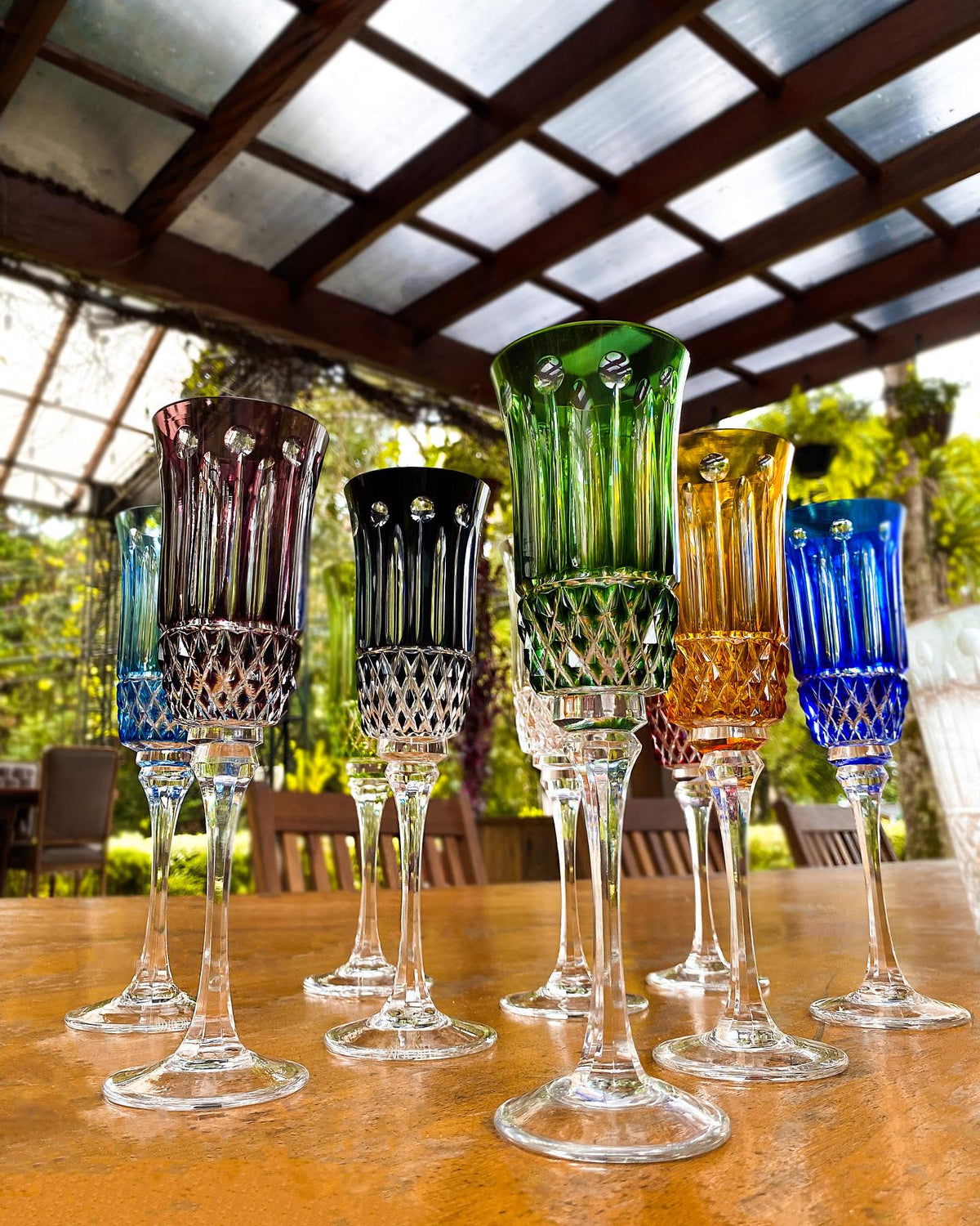 Taça de Cristal Flauta para Champagne Lapidada
