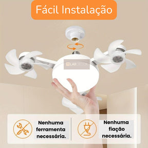 Ventilador de Teto 2 em 1 com Luz LED e Controle Remoto
