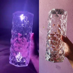 Luminária de Mesa de Cristal LED com 16 Cores de Luz Projetor USB