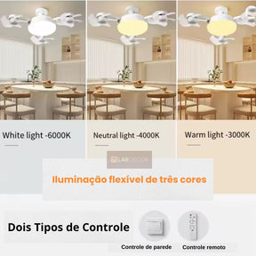 Ventilador de Teto 2 em 1 com Luz LED e Controle Remoto