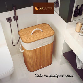 Cesto de Roupa com Tampa e Alças Forrado Compact