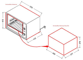 Forno Fogatti Elétrico Bancada Top 60 Litros