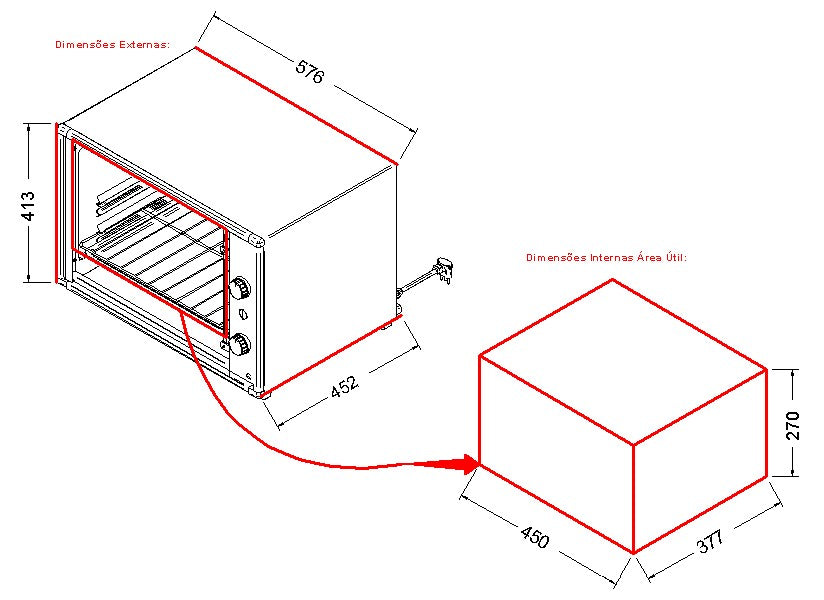 Forno Fogatti Elétrico Bancada Top 60 Litros