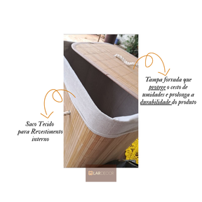 Cesto de Roupa com Tampa e Alças Forrado Compact