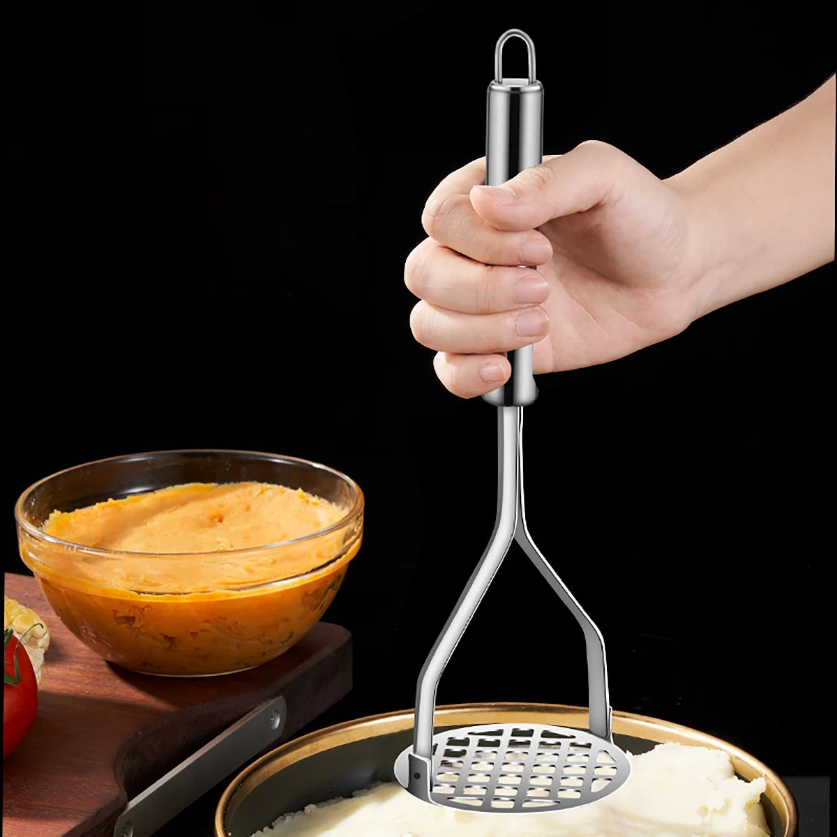 Amassador de Batatas de Aço Inoxidável - Praticidade na Cozinha