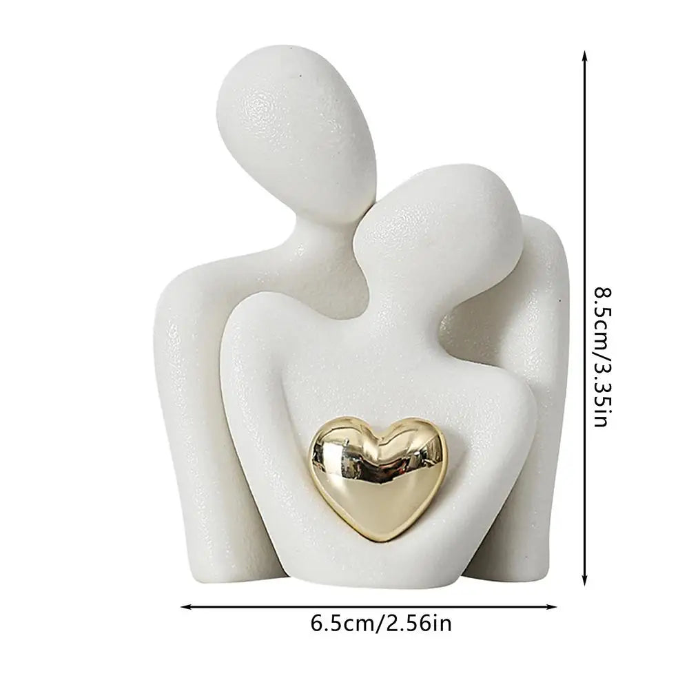 Estátua Abstrata de Casal - Decoração Moderna em Cerâmica