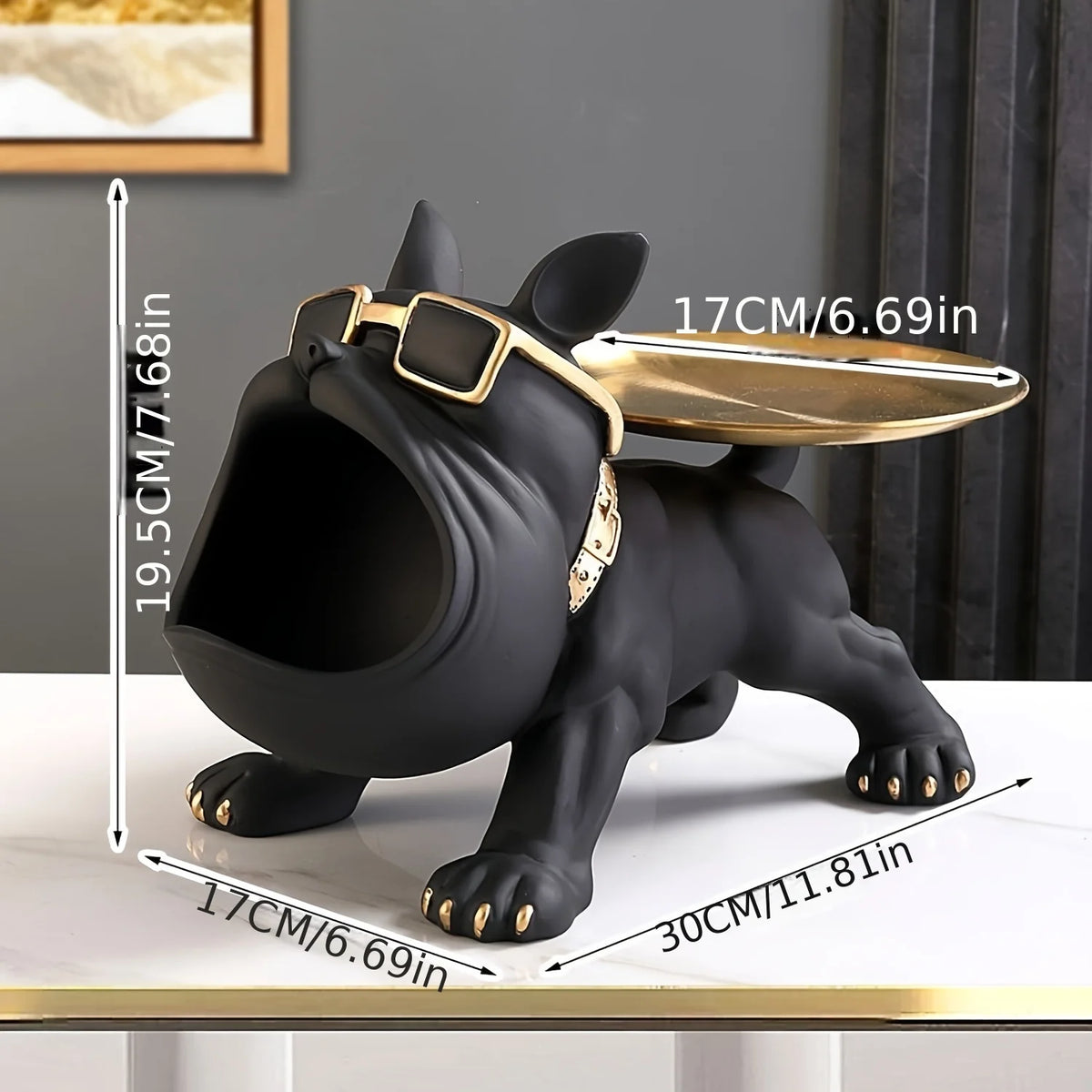 Estátua Criativa de Bulldog com Boca Grande para Decoração