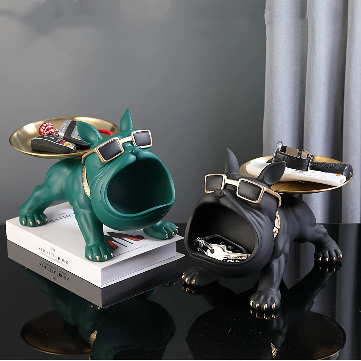 Estátua Criativa de Bulldog com Boca Grande para Decoração