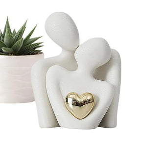 Estátua Abstrata de Casal - Decoração Moderna em Cerâmica