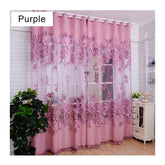 Cortina de Tule Jacquard Floral para Janela - 100x250cm
