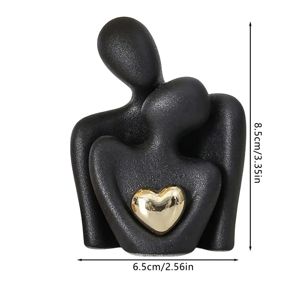 Estátua Abstrata de Casal - Decoração Moderna em Cerâmica
