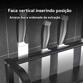 Prateleira de armazenamento de cozinha multifuncional, porta-tempero de aço inoxidável, porta-condimentos