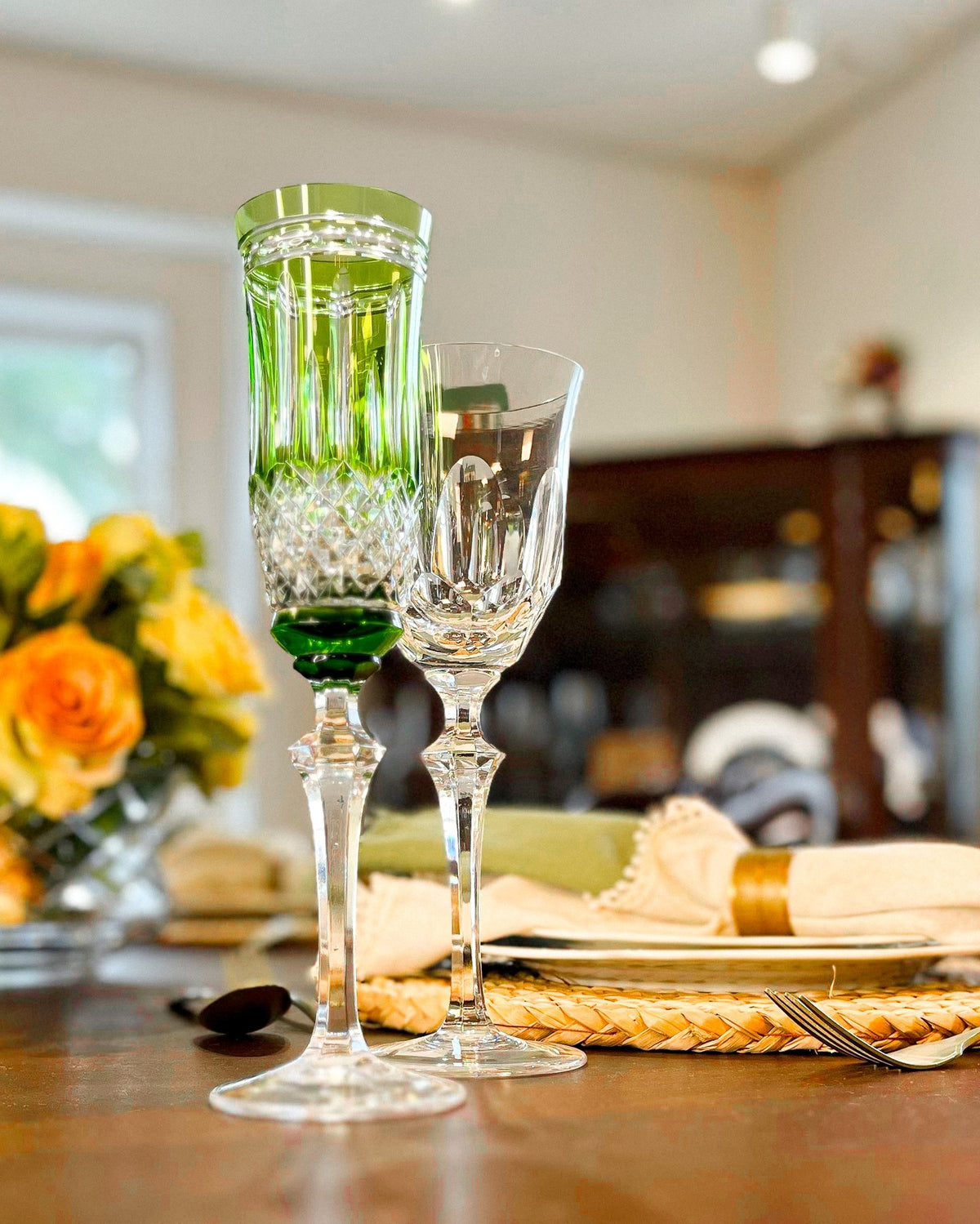 Taça de Cristal Flauta para Champagne Lapidada
