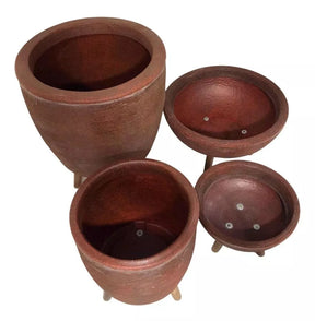 Kit 4 Vasos Para Plantas E Decoração Com Tripé De Madeira